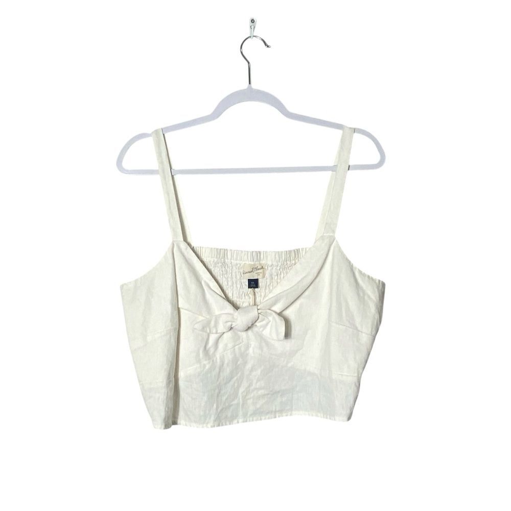 NWT Universal Thread Linen Blend Smock Back Tie Front Crop Tank Top Women's XXL